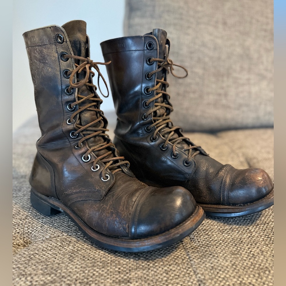 Men's Vintage Leather Military Combat Jump Boots